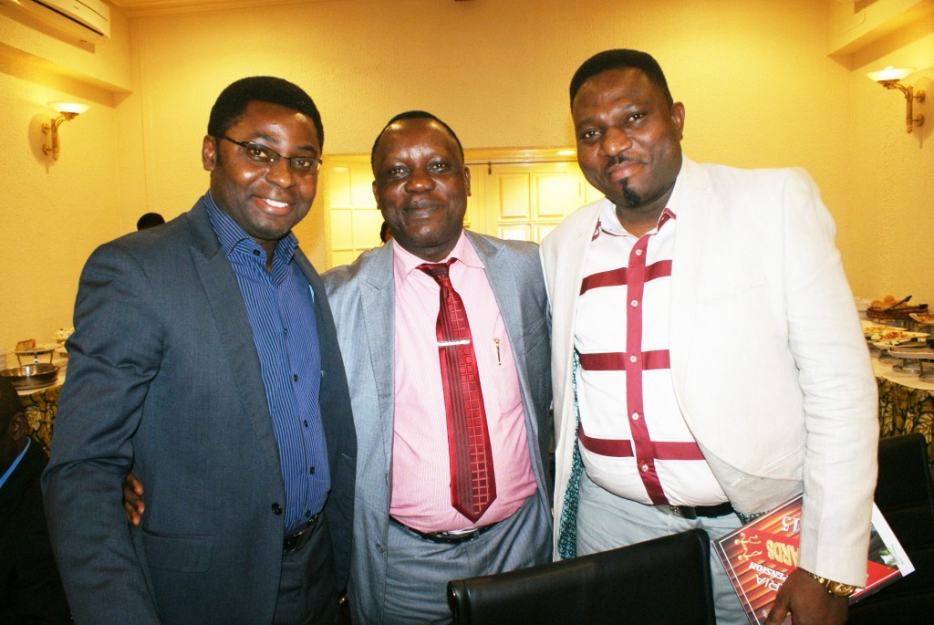 MD, Brooks & Blake, Mr. Sola ijabi, Keynote Speaker, Mr.  Lekan Ishola, MD, FCB Redline and Mr. Tola Bademosi, MD, BD Consult in a  cheerful mood at the award night