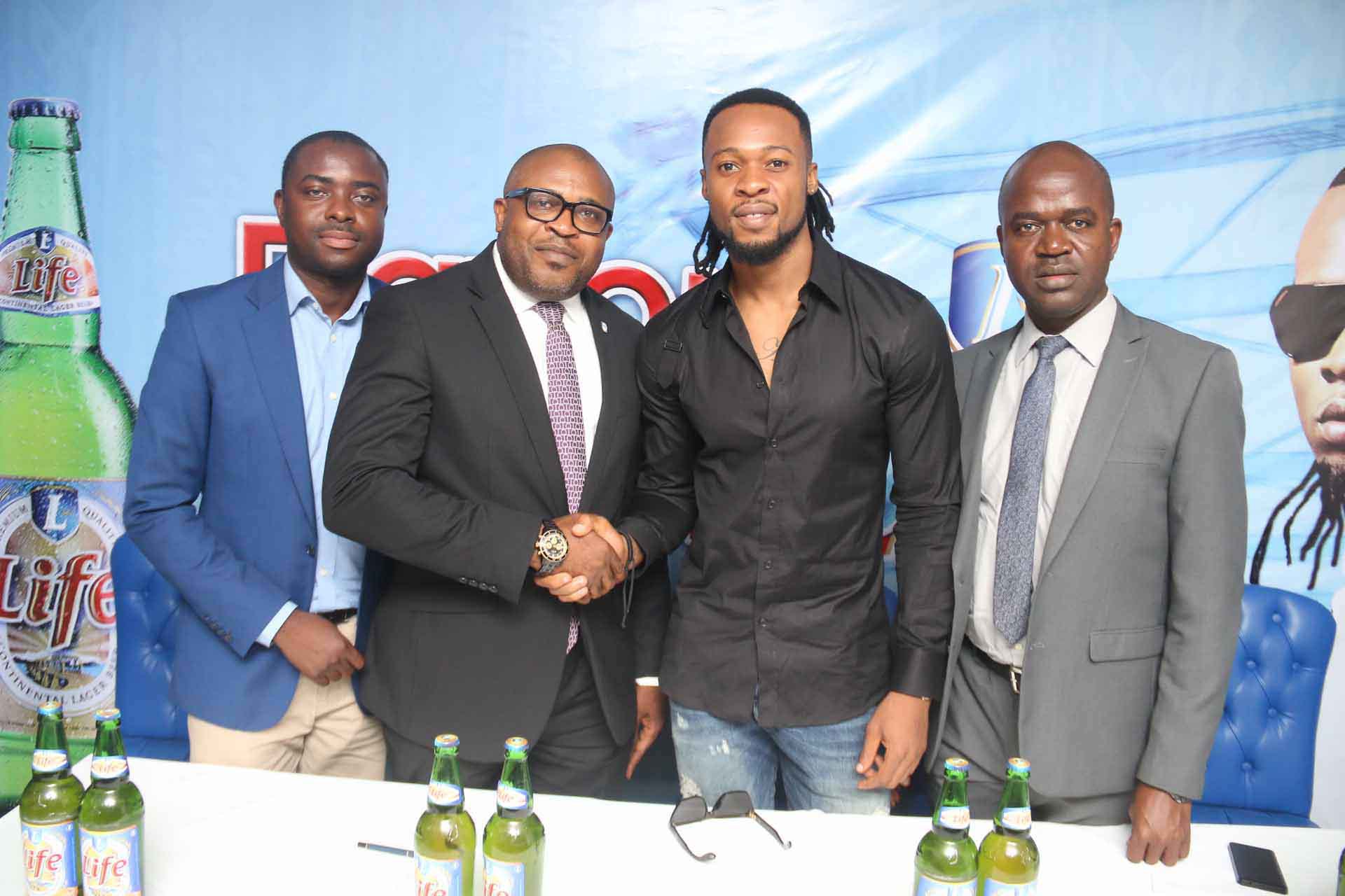 Funso Ayeni, Snr. Brand Manager, Regional Mainstream NBPLC; Kufre Ekanem, Corporate Affairs Adviser NBPLC; Brand Ambassador, Flavour N’Abania; Emmanuel Agu, Portfolio Manager, Mainstream & Stout