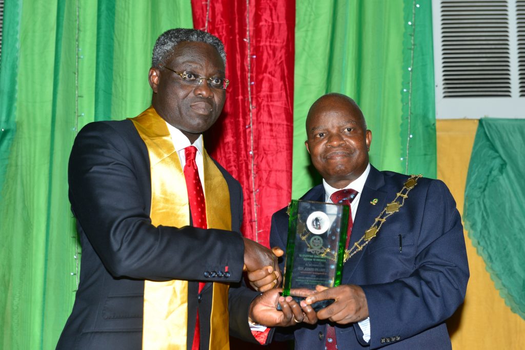 Outgoing GMD/CEO, UBA Plc Valedictory Lecture Speaker, Mr. Phillips Oduoza and Professor Segun Ajibola, President, Chartered Institute of Bankers of Nigeria(CIBN); at the 4th Valedictory Lecture in honour of Phillips Oduoza, organised by CIBN in Lagos on Friday