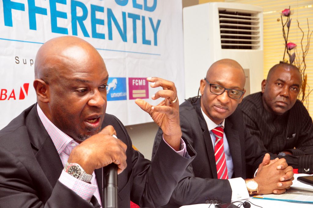 From Left: Mr Lolu Akinwunmi, Managing Director, Prima Garnet Africa, Mr Femi Awoyemi,CEO Proshare Nigeria Limted and Mr Ikem Okuhu, Analyst-in-Chief, BRANDish. At the BRANDish Meeting of Minds THEME'What Nigerian Banks Should do Differently' held at White House Hotel Joel Ogunaike Street,GRA Ikeja Lagos. PHOTO: AKEEM SALAU