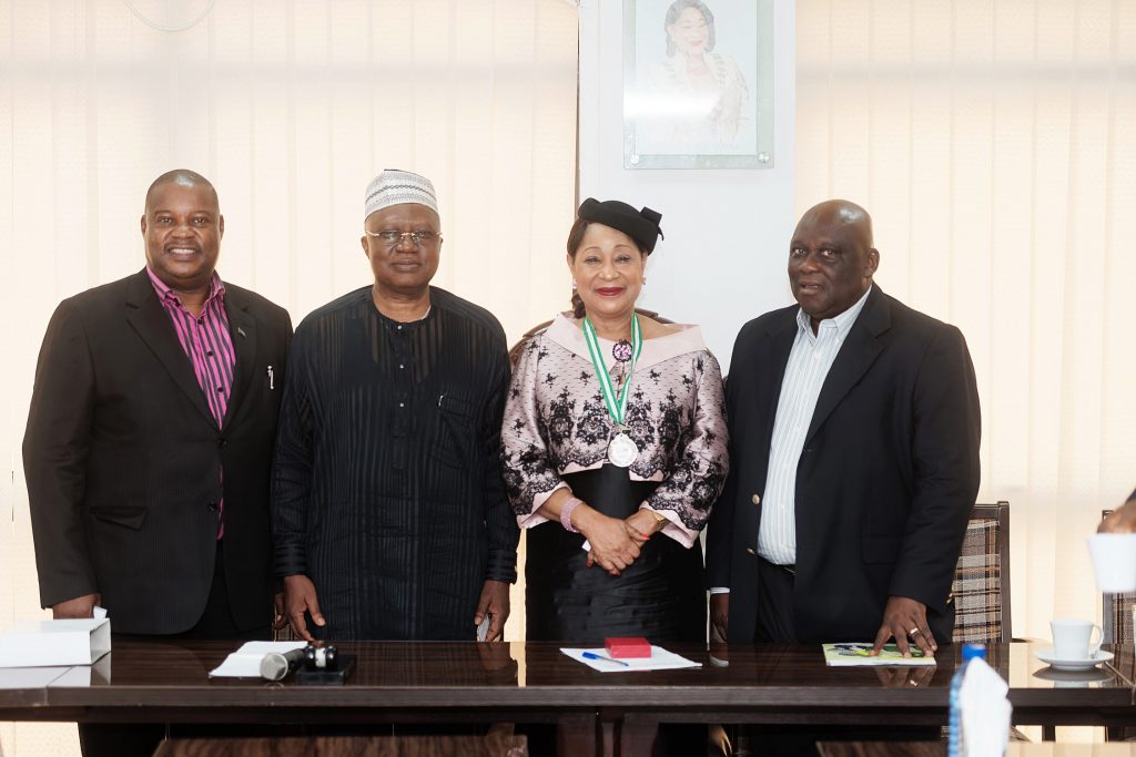 L-R: Charles Chijide, Immediate Past President OAAN, Mr. Bankole Ademulegun, MD, MediaLink, Chief Dr. Mrs., Nike Akande, Patron and Mr., Babatunde Adedoyin, President OAAN, at the Outdoor Advertising Association of Nigeria's conferment of patron on Mrs. Akande in her office in Lagos recently.