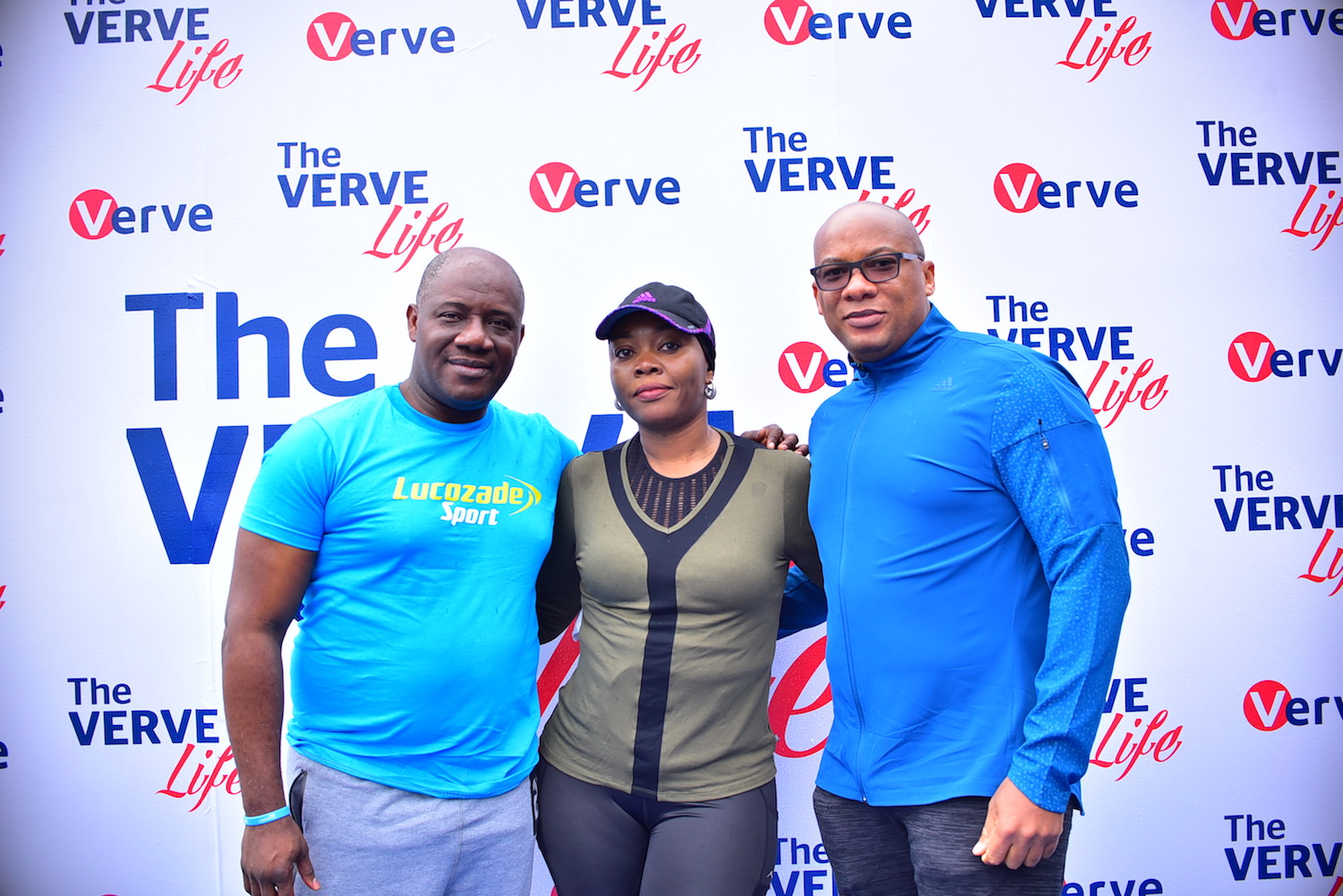 Chinedum Okereke, MD Suntory, Cherry Eromosele, CMO Interswitch and Mitchell Elegbe, GMD, Interswitch