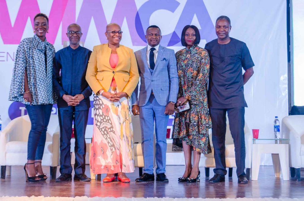 L-R: Temitope Jemerigbe, Managing Director, DKK Nigeria; Lampe Omoyele, Managing Director, 141 Worldwide; Julia Oku Jacks, Managing Director, Treewater Limited; Joshua Ajayi, Publisher, Brand Communicator Magazine and Convener, WIMCA; Folake Ani-Mumuney, Chairperson, FBN Insurance Brokers & President, Advertisers Association of Nigeria and Alex Goma, Managing Director, PZ Cussons and one of the keynote speakers at the Women in Marketing & Communications Conference/ Awards (WIMCA) 2018 held on Friday, August 31st  2018 at  Muson Centre, Lagos.