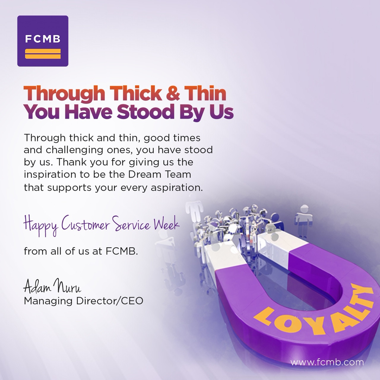 FCMB Celebrates the Spirit of Team work, Commits to Excellent Service